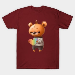 Love is Love Teddy Bear with Rainbow Heart T-Shirt